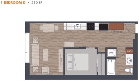 One Bedroom D Floorplan